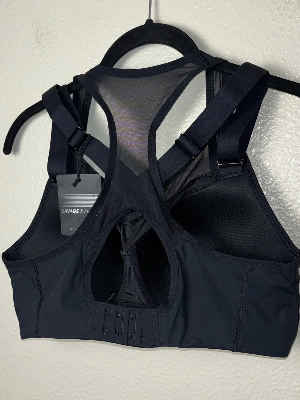 NWT Savage X Fenty Breakthru High-Impact Sports Bra Caviar Black women's 36D